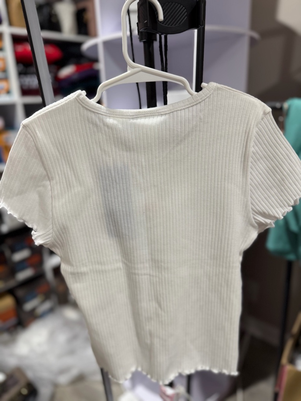 Adidas Originals Lettuce Tee White Pink Ribbed Girls Medium NWT - Picture 2 of 3